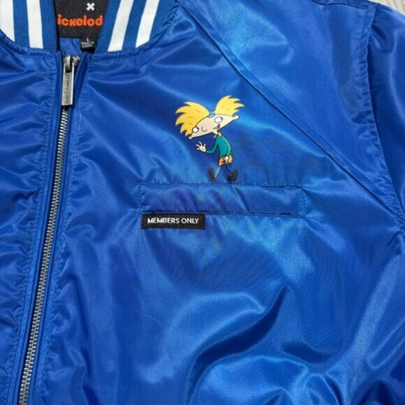 Members Only nickelodeon jacket size large Full Zip Blue Satin - Picture 2 of 7